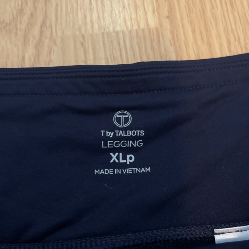 T By Talbots Indigo Blue Luxe Fleeceback Colorblock Full Length Leggings SizeXLP - Picture 7 of 11